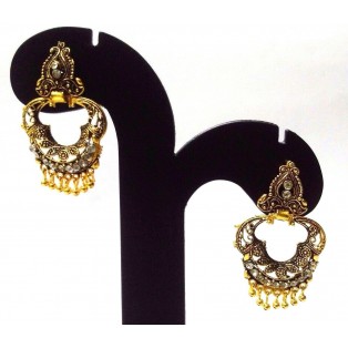 Golden Oxidized Earrings Jhumka Jhumki Ethnic Imitation Jewelry Drop Dangle EA84